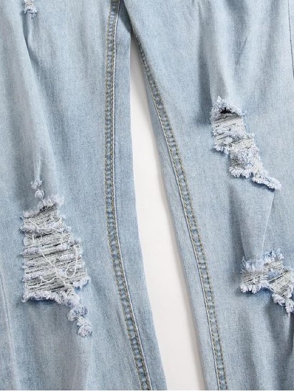 Ripped Light Wash Distressed Decoration Casual Jeans Ripped Light Wash Distressed Decoration Casual Jeans