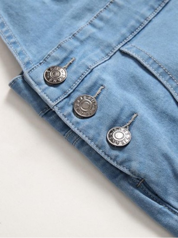 Pockets Casual Denim Jumpsuit Pockets Casual Denim Jumpsuit