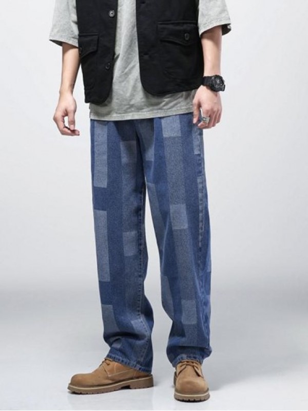 Y2K Aesthetic Geometric Print Straight Leg Jeans Y2K Aesthetic Geometric Print Straight Leg Jeans