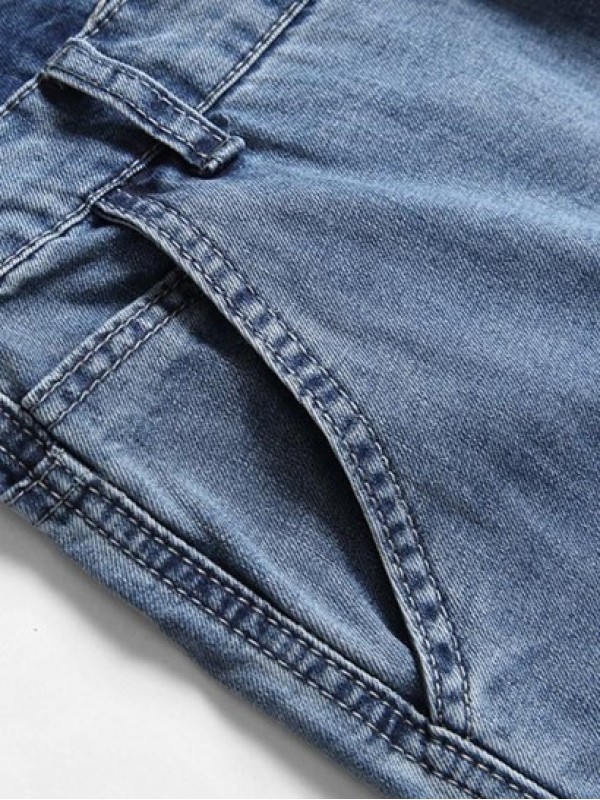 Multi Pocket Label Design Denim Shorts Multi Pocket Label Design Denim Shorts