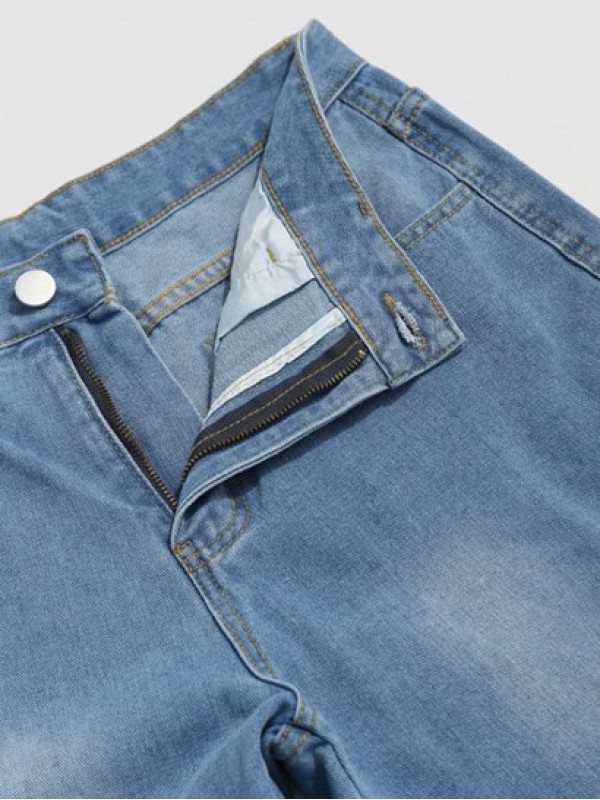 Multi-pocket Design Straight Leg Jeans Multi-pocket Design Straight Leg Jeans