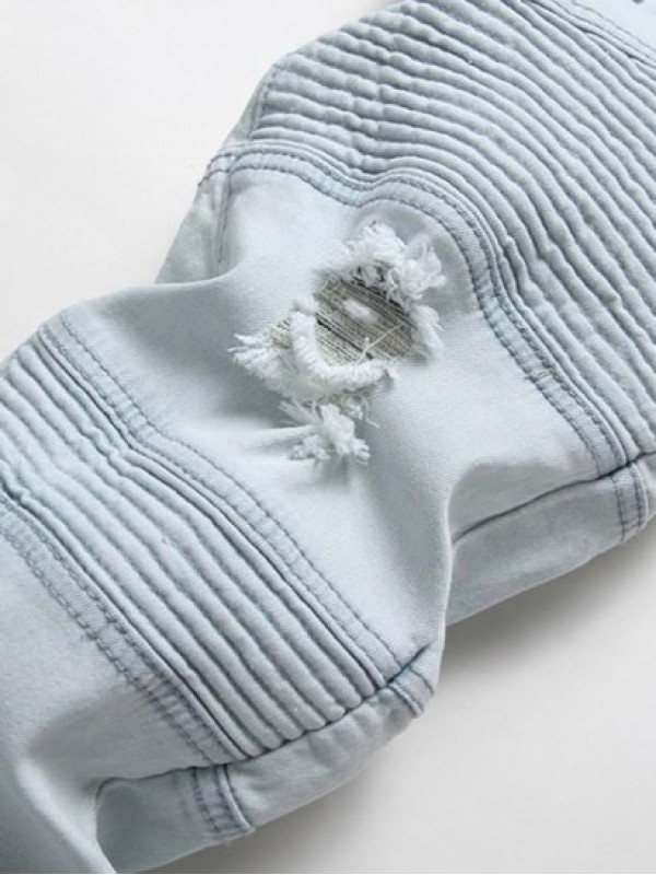 Ripped Zipper Pockets Casual Jeans Ripped Zipper Pockets Casual Jeans