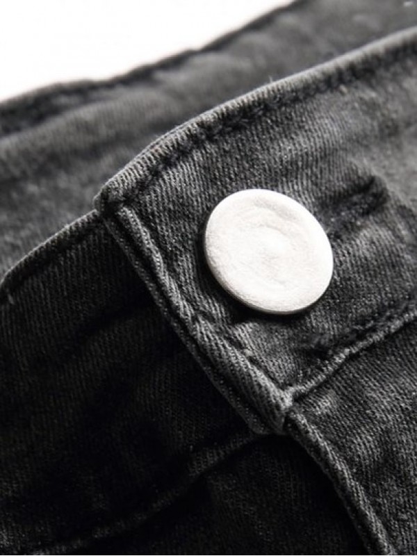 Ripped Patch Pocket Zipper Casual Jeans Ripped Patch Pocket Zipper Casual Jeans