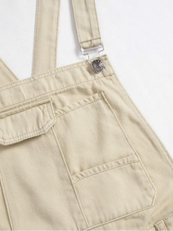 Kangaroo Pocket Solid Color Denim Jumpsuit Kangaroo Pocket Solid Color Denim Jumpsuit