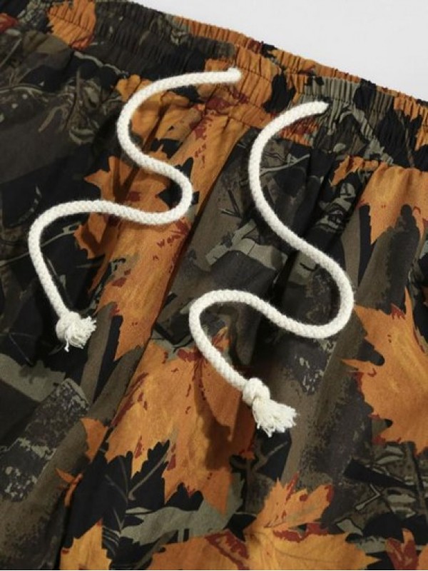 Maple Leaves Print Casual Pants Maple Leaves Print Casual Pants