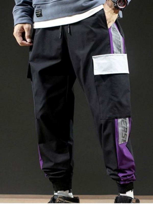 Letter Print Contrast Cargo Jogger Techwear Pants Letter Print Contrast Cargo Jogger Techwear Pants