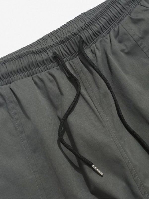 Letters Print Toggle Drawstring Cropped Casual Pants Letters Print Toggle Drawstring Cropped Casual Pants