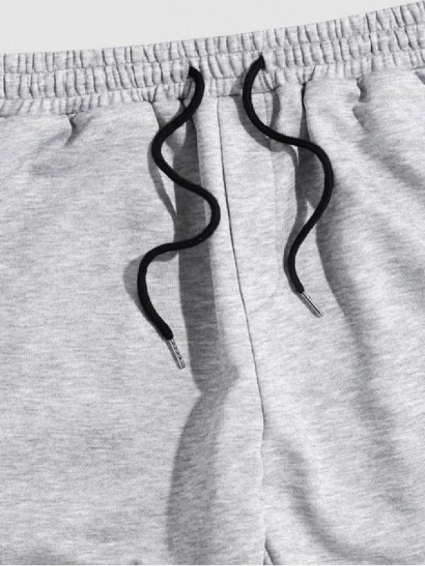 Letters Print Heathered Sweatpants Letters Print Heathered Sweatpants