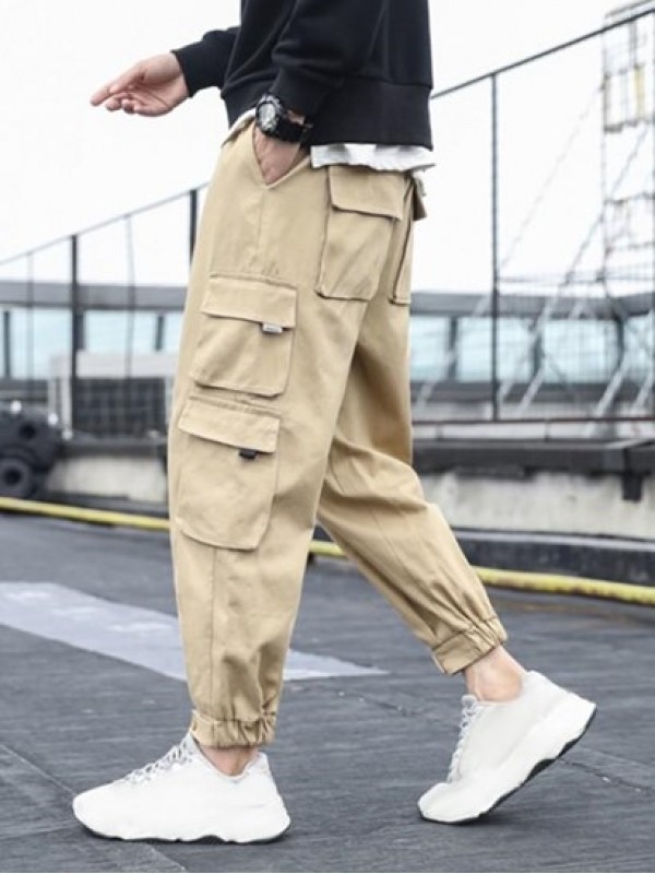Solid Color Multi-pocket Design Jogger Cargo Pants Solid Color Multi-pocket Design Jogger Cargo Pants