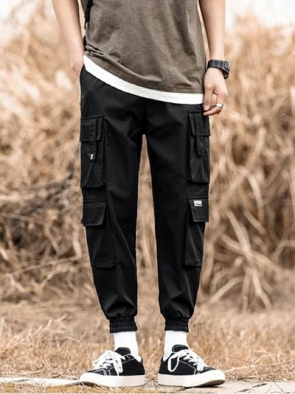 Multi Flap Pockets Drawstring Cargo Jogger Techwear Pants Multi Flap Pockets Drawstring Cargo Jogger Techwear Pants