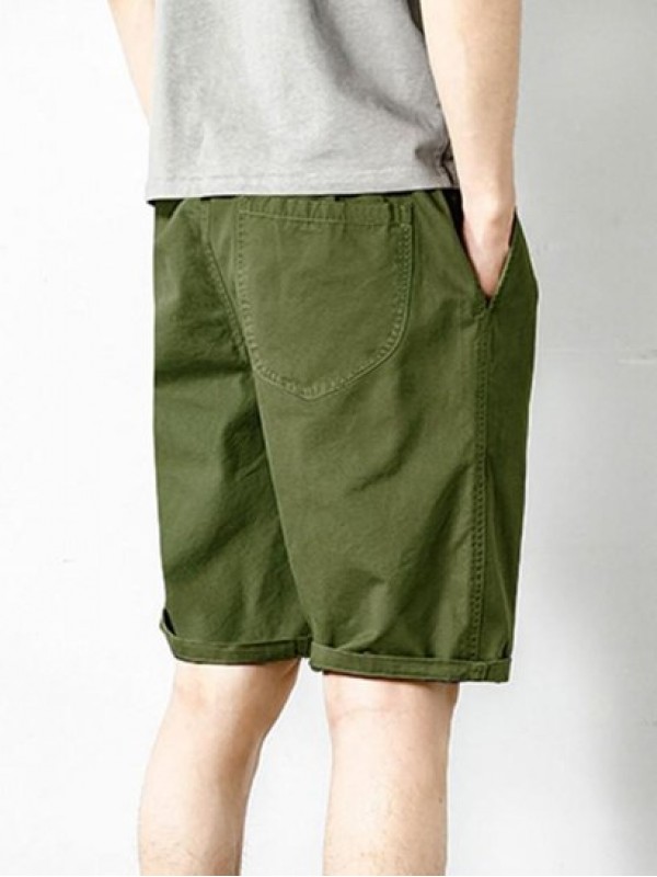 Solid Color Multi-Pocket Drawstring Casual Shorts Solid Color Multi-Pocket Drawstring Casual Shorts