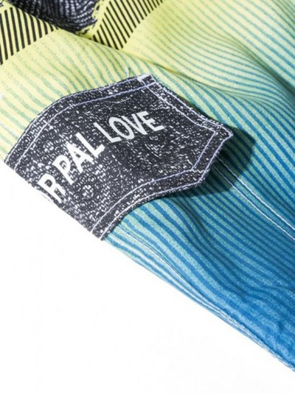 Ombre Stripe Print Letter Patch Drawstring Casual Shorts Ombre Stripe Print Letter Patch Drawstring Casual Shorts