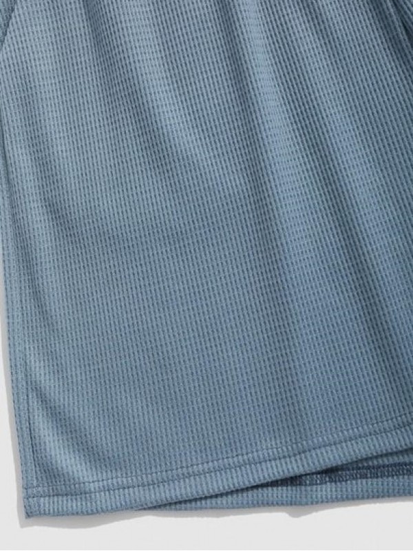 Textured Drawstring Solid Color Causal Shorts Textured Drawstring Solid Color Causal Shorts