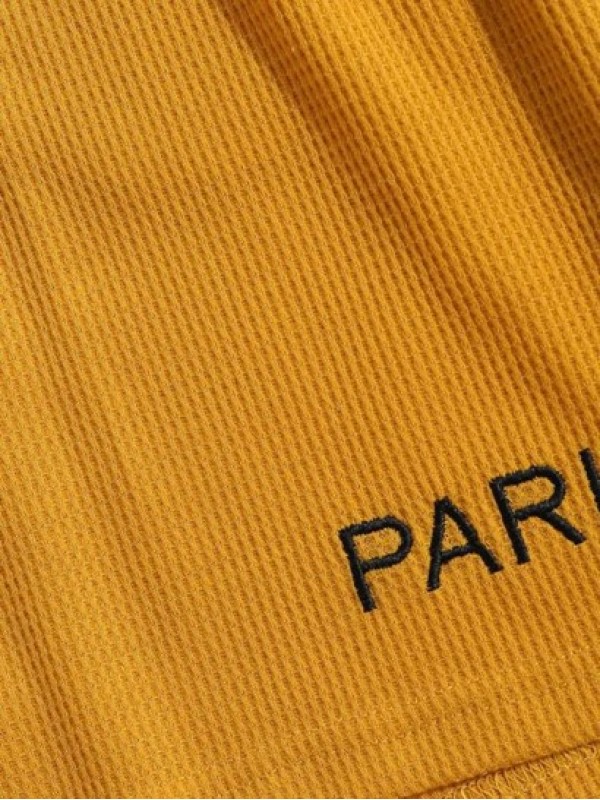 PARIS Embroidery Solid Color Drawstring Shorts PARIS Embroidery Solid Color Drawstring Shorts