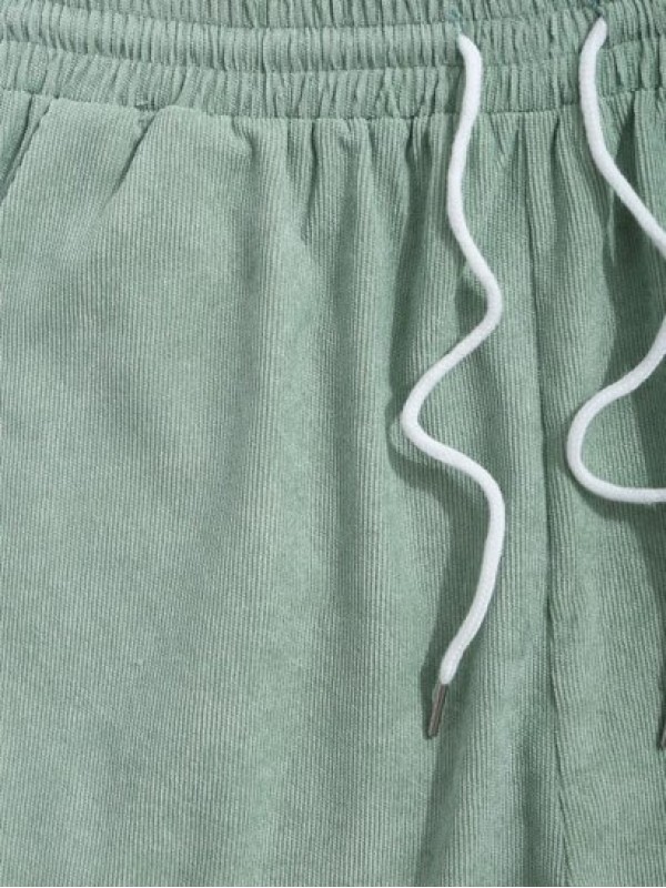 Solid Color Drawstring Corduroy Shorts Solid Color Drawstring Corduroy Shorts