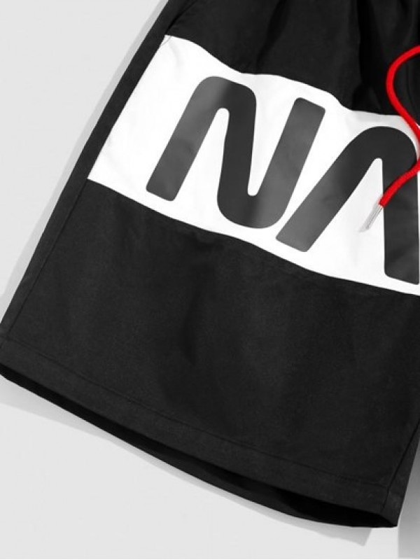 Streetwear Letter Print Colorblock Shorts Streetwear Letter Print Colorblock Shorts