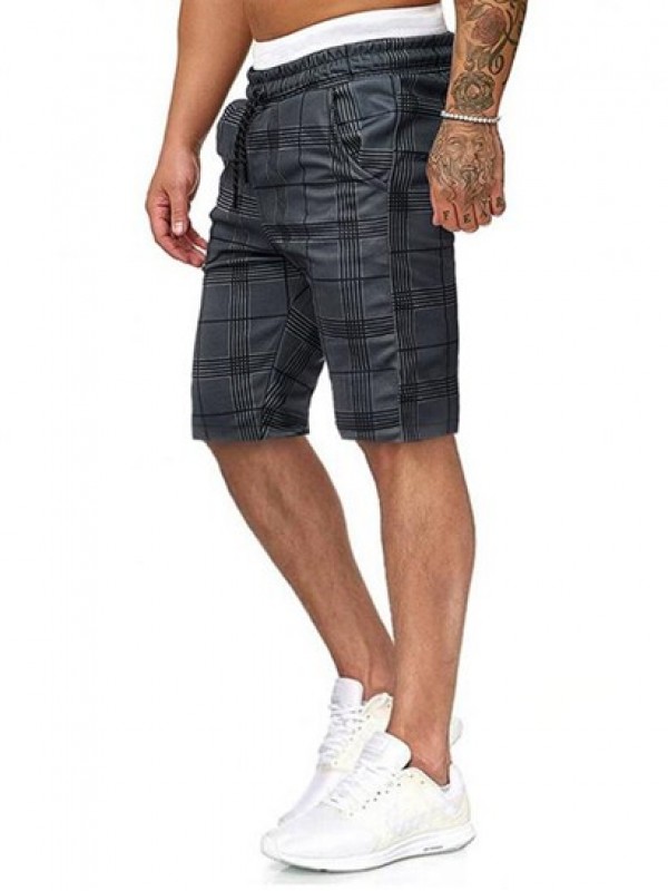 Plaid Pattern Casual Drawstring Shorts Plaid Pattern Casual Drawstring Shorts