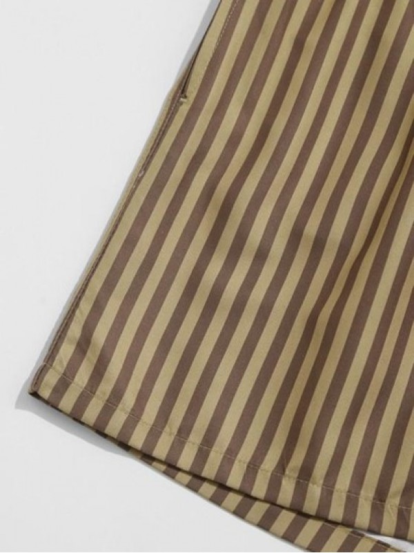 Striped Casual Drawstring Beach Shorts Striped Casual Drawstring Beach Shorts