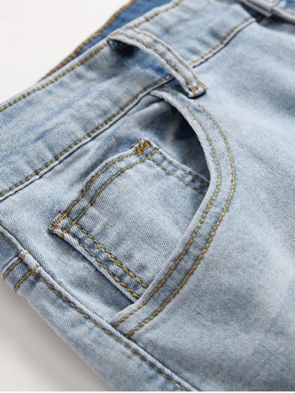 Ripped Light Wash Distressed Decoration Casual Jeans Ripped Light Wash Distressed Decoration Casual Jeans