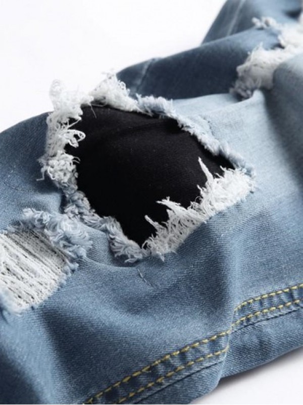 Ripped Patch Zipper Casual Jeans Ripped Patch Zipper Casual Jeans