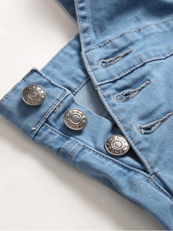 Pockets Casual Denim Jumpsuit Pockets Casual Denim Jumpsuit