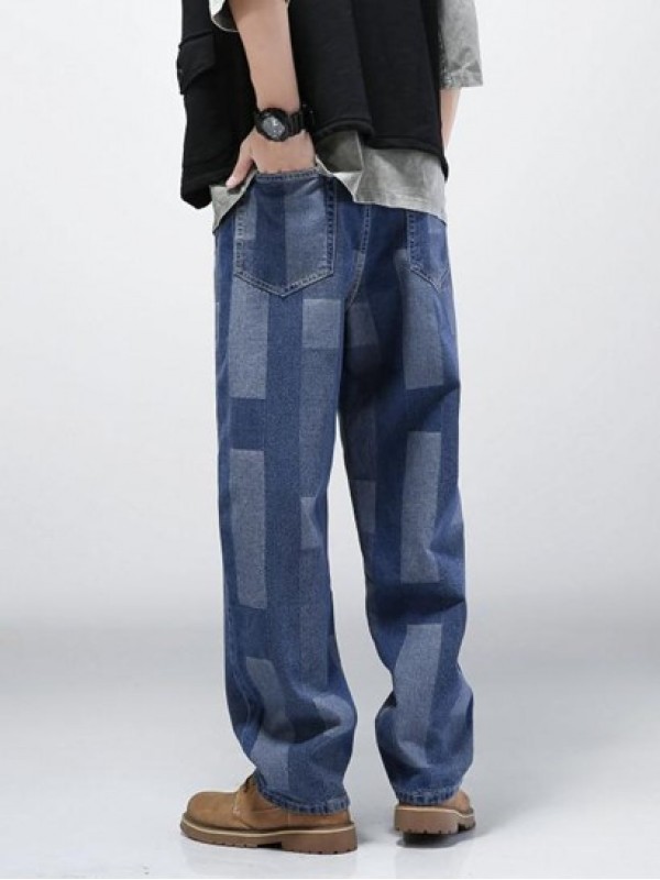 Y2K Aesthetic Geometric Print Straight Leg Jeans Y2K Aesthetic Geometric Print Straight Leg Jeans
