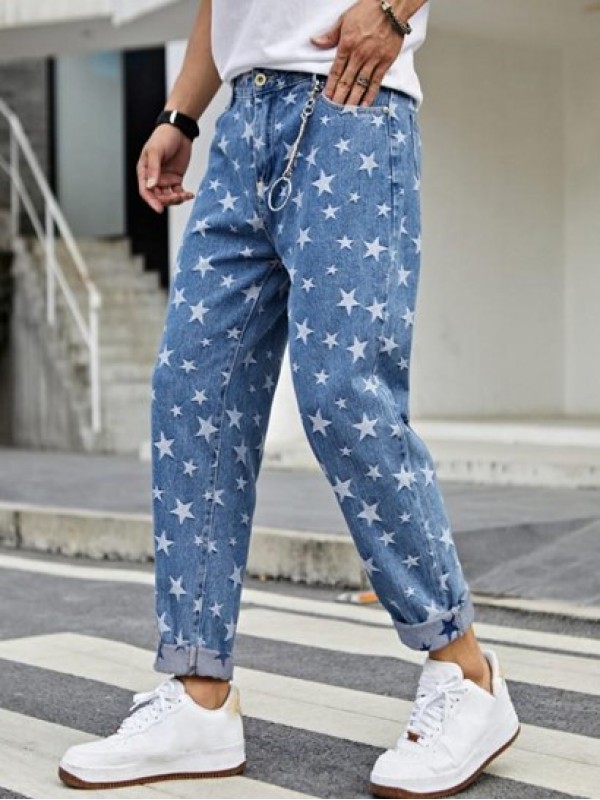 Stars Print Tapered Jeans Stars Print Tapered Jeans