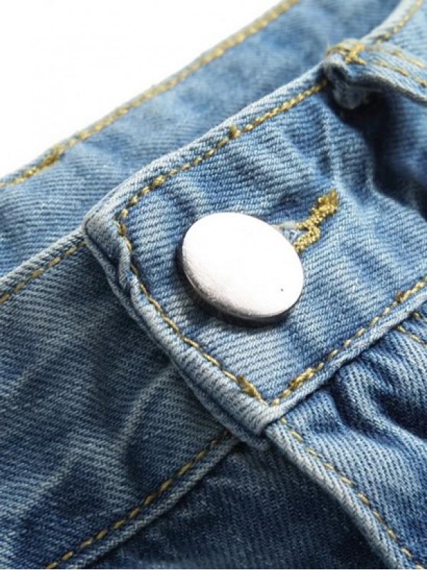 Ripped Pockets Zipper Button Jeans Ripped Pockets Zipper Button Jeans