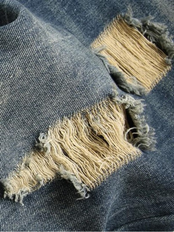 Retro Ripped Pockets Zipper Fly Jeans Retro Ripped Pockets Zipper Fly Jeans
