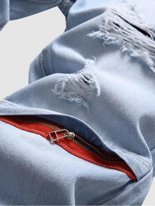 Hidden Zipper Ripped Light Wash Jeans Hidden Zipper Ripped Light Wash Jeans