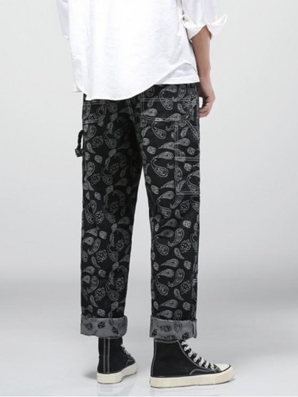 Y2K Aesthetic Paisley Flower Print Straight Leg Jeans Y2K Aesthetic Paisley Flower Print Straight Leg Jeans