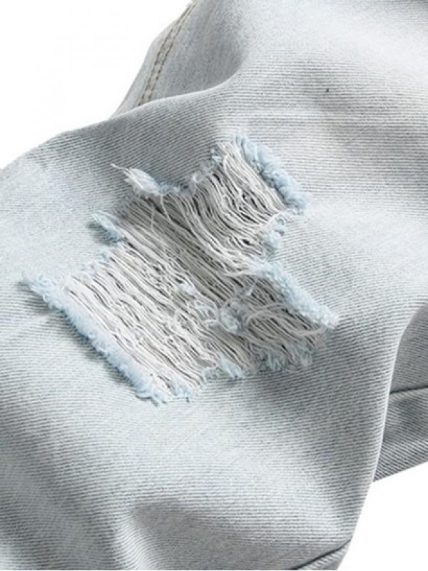 Light Color Ripped Pockets Zipper Fly Jeans Light Color Ripped Pockets Zipper Fly Jeans