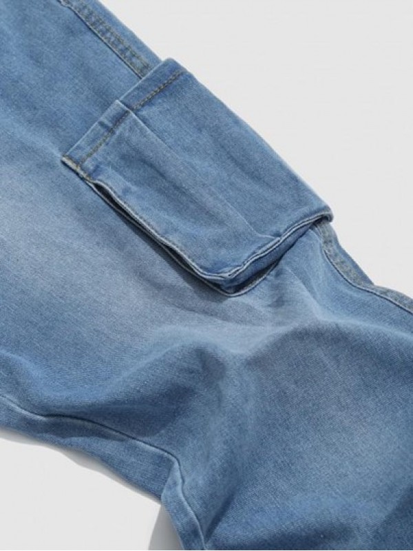 Multi-pocket Design Straight Leg Jeans Multi-pocket Design Straight Leg Jeans