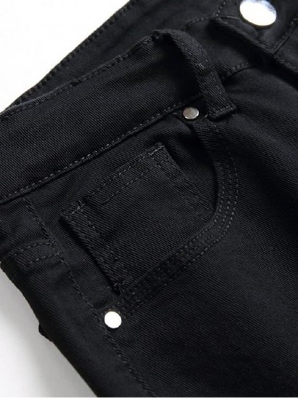 Solid Color Zipper Fly Destroyed Jeans Solid Color Zipper Fly Destroyed Jeans
