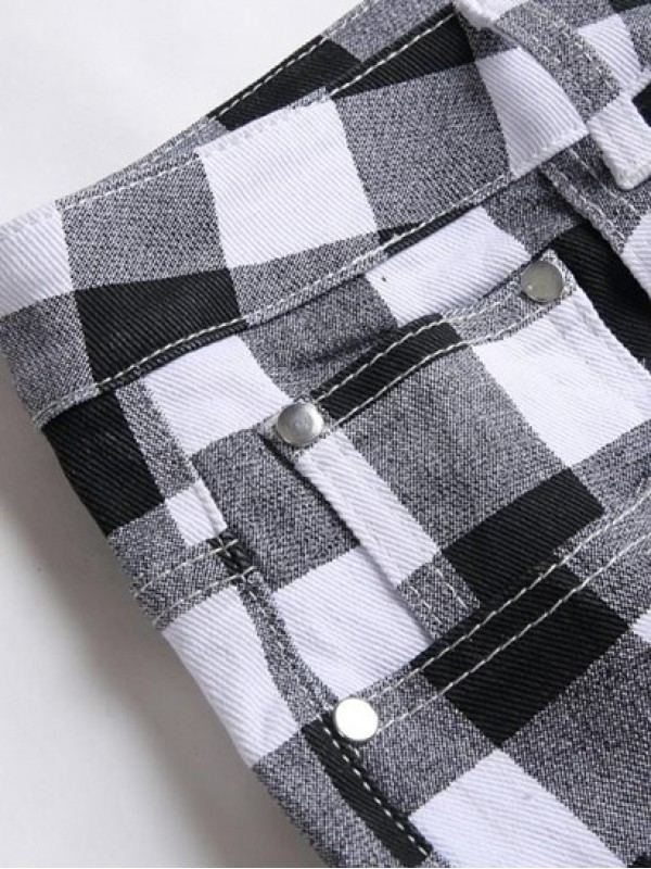 Plaid Straight Jeans Plaid Straight Jeans