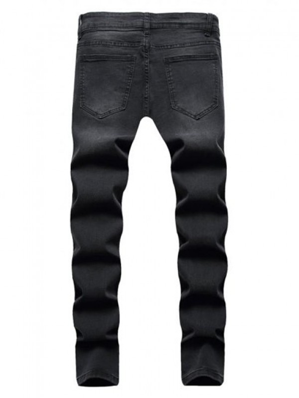 Solid Color Ripped Patch Casual Jeans Solid Color Ripped Patch Casual Jeans