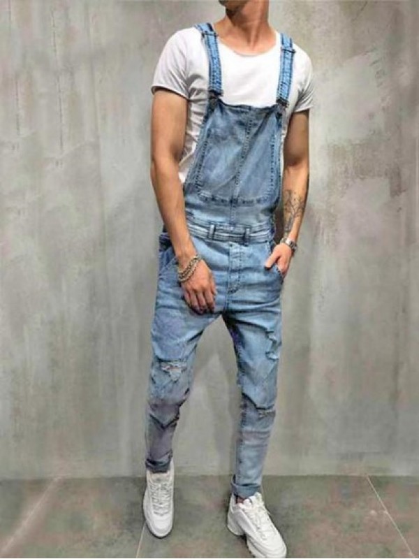 Frayed Ripped Inside Pocket Design Jean Jumpsuits Frayed Ripped Inside Pocket Design Jean Jumpsuits