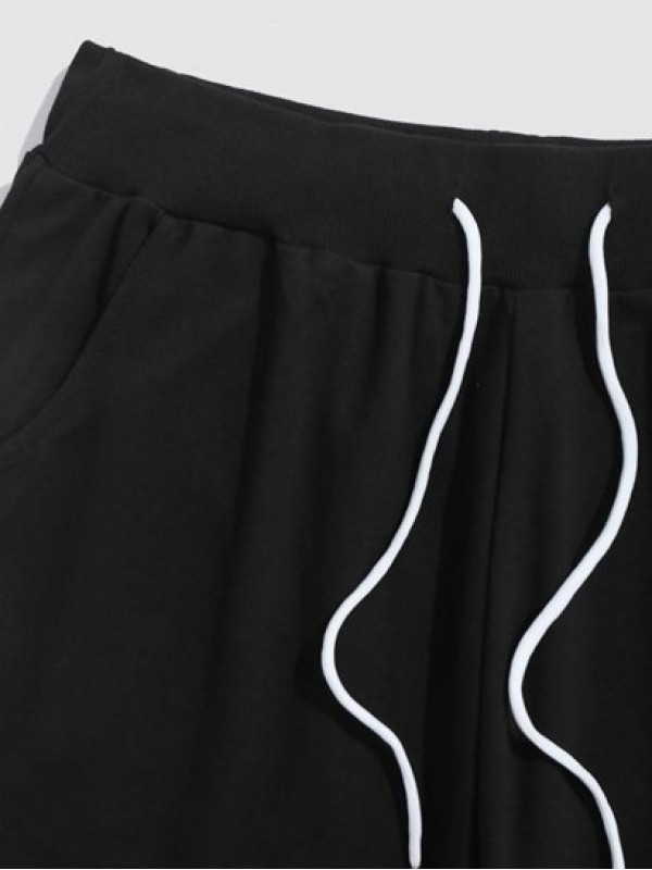 Letter And Rose Graphic Printed Drawstring Sweatpants Letter And Rose Graphic Printed Drawstring Sweatpants