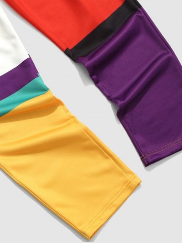 Colorblock Patchwork Casual Pants