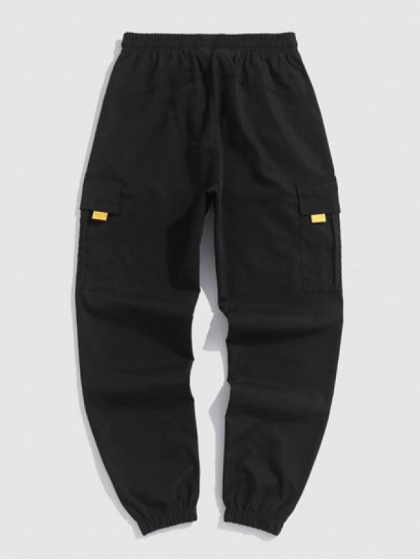 Letter Printed Multi-pockets Design Drawstring Beam Feet Pants Letter Printed Multi-pockets Design Drawstring Beam Feet Pants