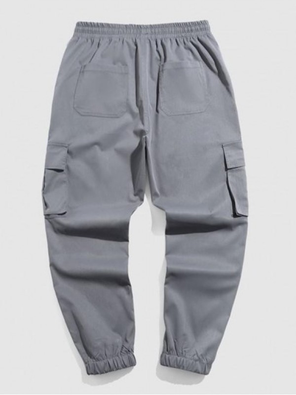 Solid Color Pockets Beam Feet Streetwear Cargo Pants Solid Color Pockets Beam Feet Streetwear Cargo Pants