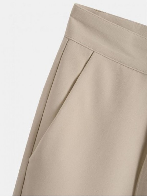 Ruched Solid Color Tapered Work Pants Ruched Solid Color Tapered Work Pants