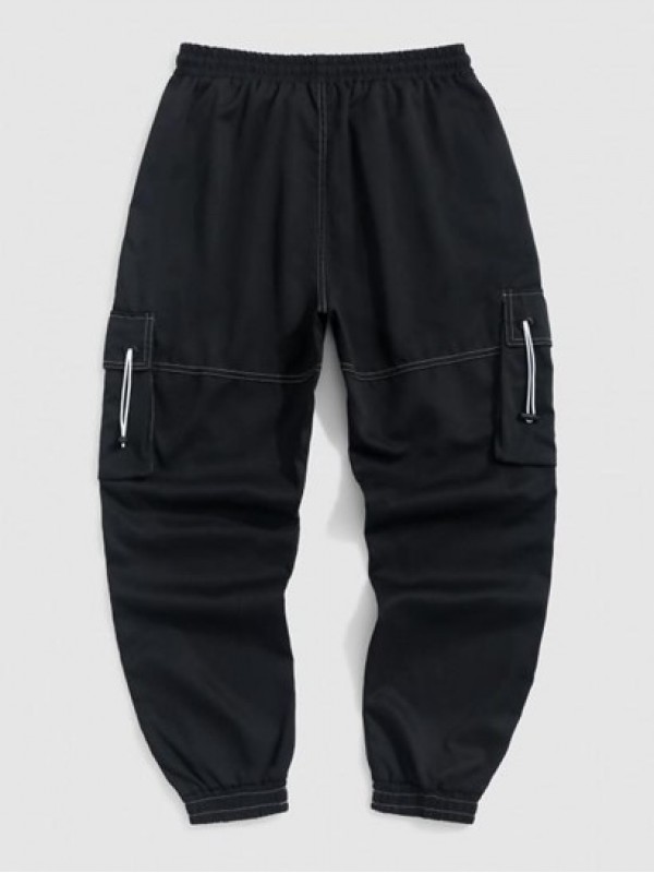 Multi-pocket Solid Color Topstitching Streetwear Cargo Pants Multi-pocket Solid Color Topstitching Streetwear Cargo Pants